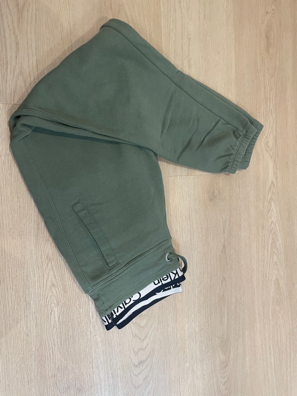 Calvin Klein Olive Green Performance Sweatpants with Branded Waistband